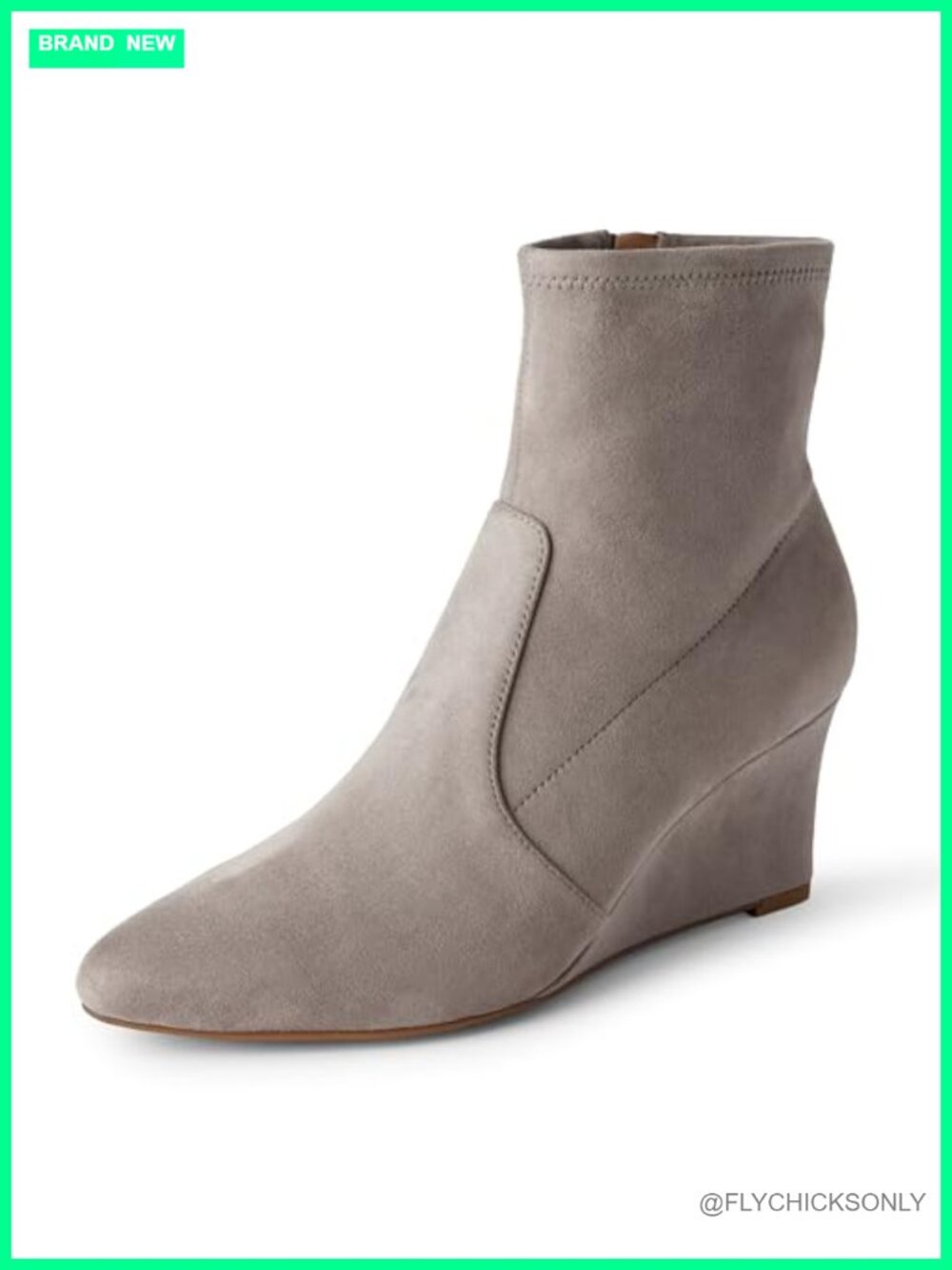 Women's Wedge Ankle Boots Faux Suede Pointed Toe Side Zip Comfort Booties